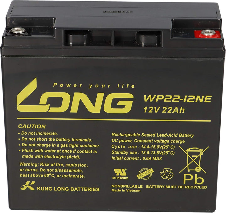 Kung Long Akku 12V 22Ah - Kompatibel mit Weidezäune WP22-12NE