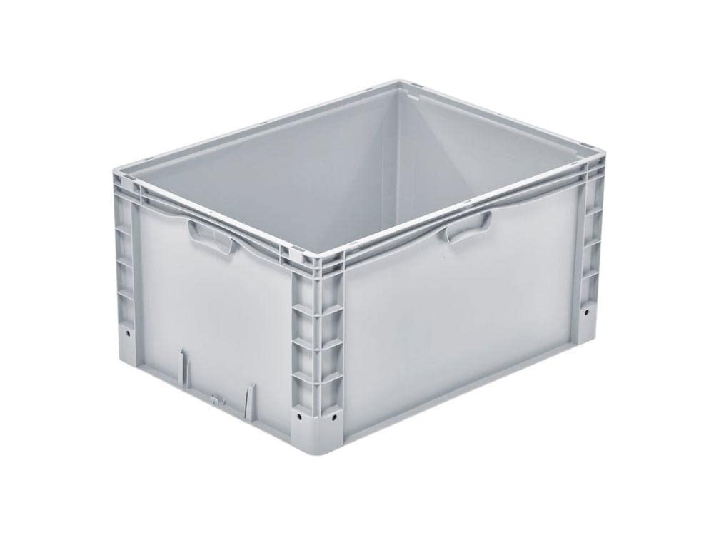 PROREGAL Euro-Norm Grossbehälter | HxBxT 42x60x80cm | 168 Liter | Verstärkter Boden | Grau | Eurobeh