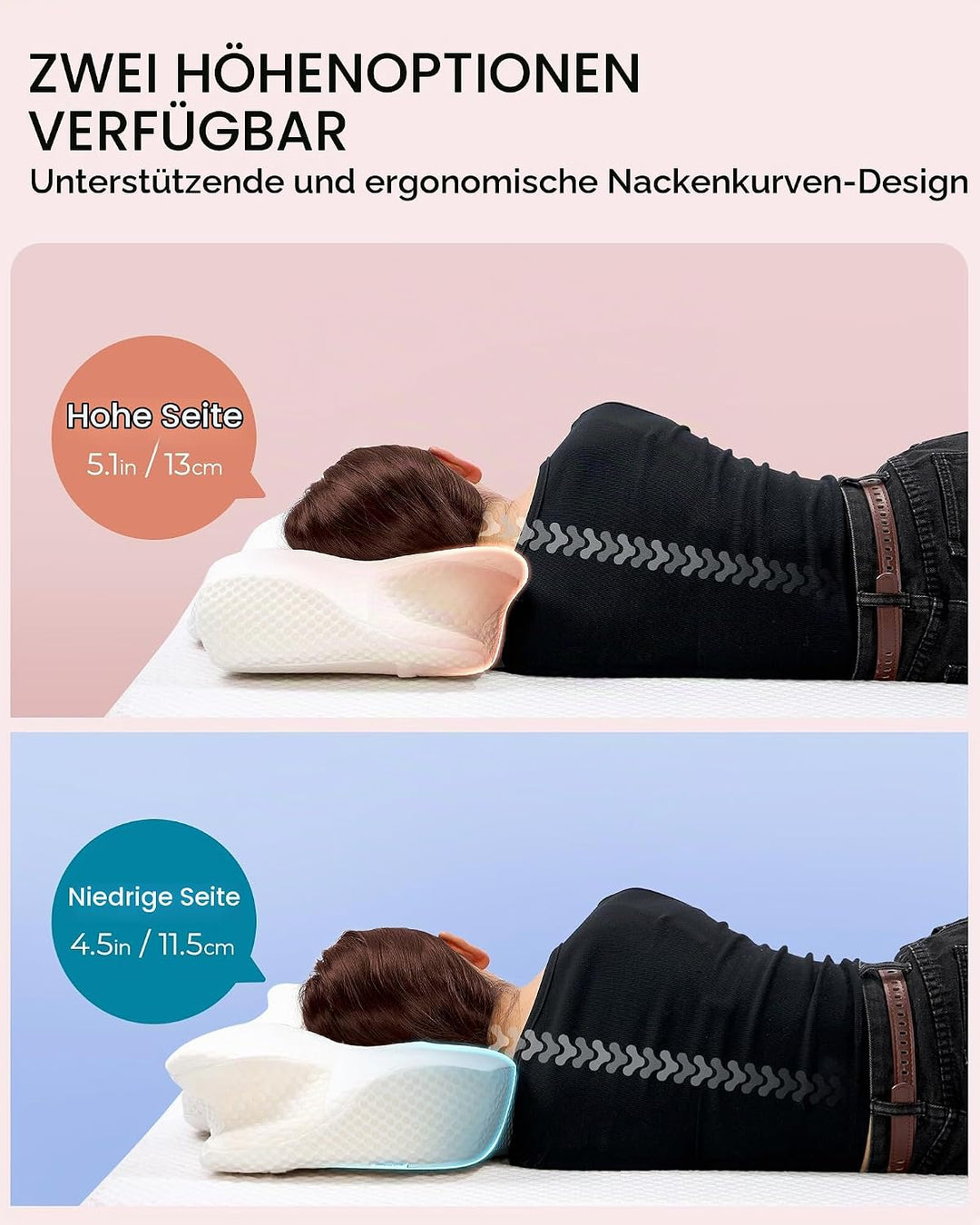 Elviros Orthopädisches Nackenkissen aus Memory Foam, Ergonomisches Kopfkissen Nackenschmerzen, für R