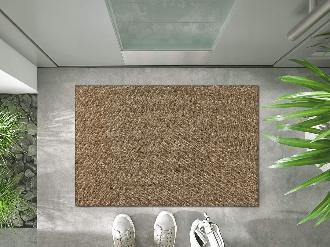 DUNE Stripes Taupe 60x90cm, innen und aussen, waschbar