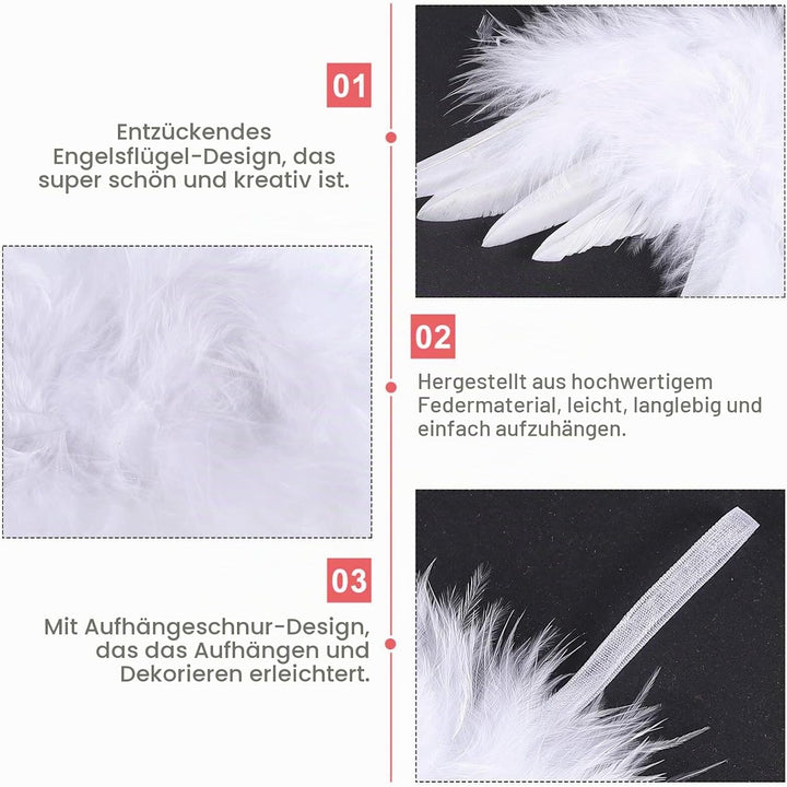 jojofuny 24 Stücke Kleine Engelsflügel Weihnachtsbaum Anhänger Weihnachten Mini Engel Flügel Deko We