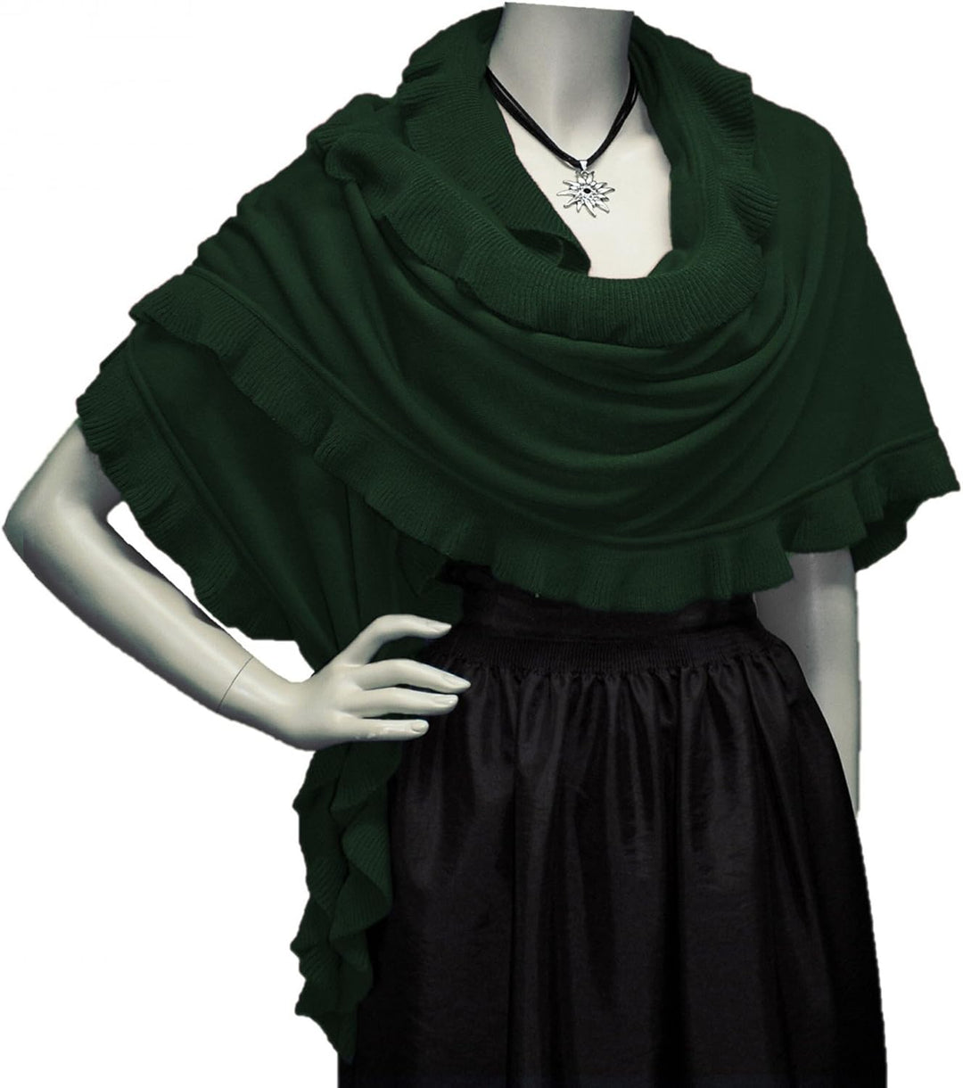 Poncho Cape Trachtentuch Umhang Stola Schultertuch Trachten-Tuch Damen Strickponcho Tracht Strick Tr
