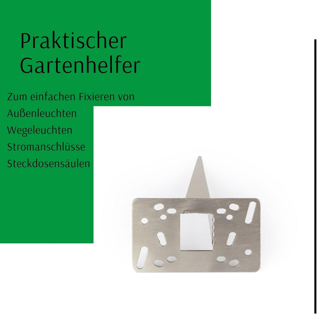 Novatool 2 x Erdspiess 10 x 6 x 18 cm Edelstahl Profi Gartenspiesse Erdspiess für Lampen Gartenzubeh