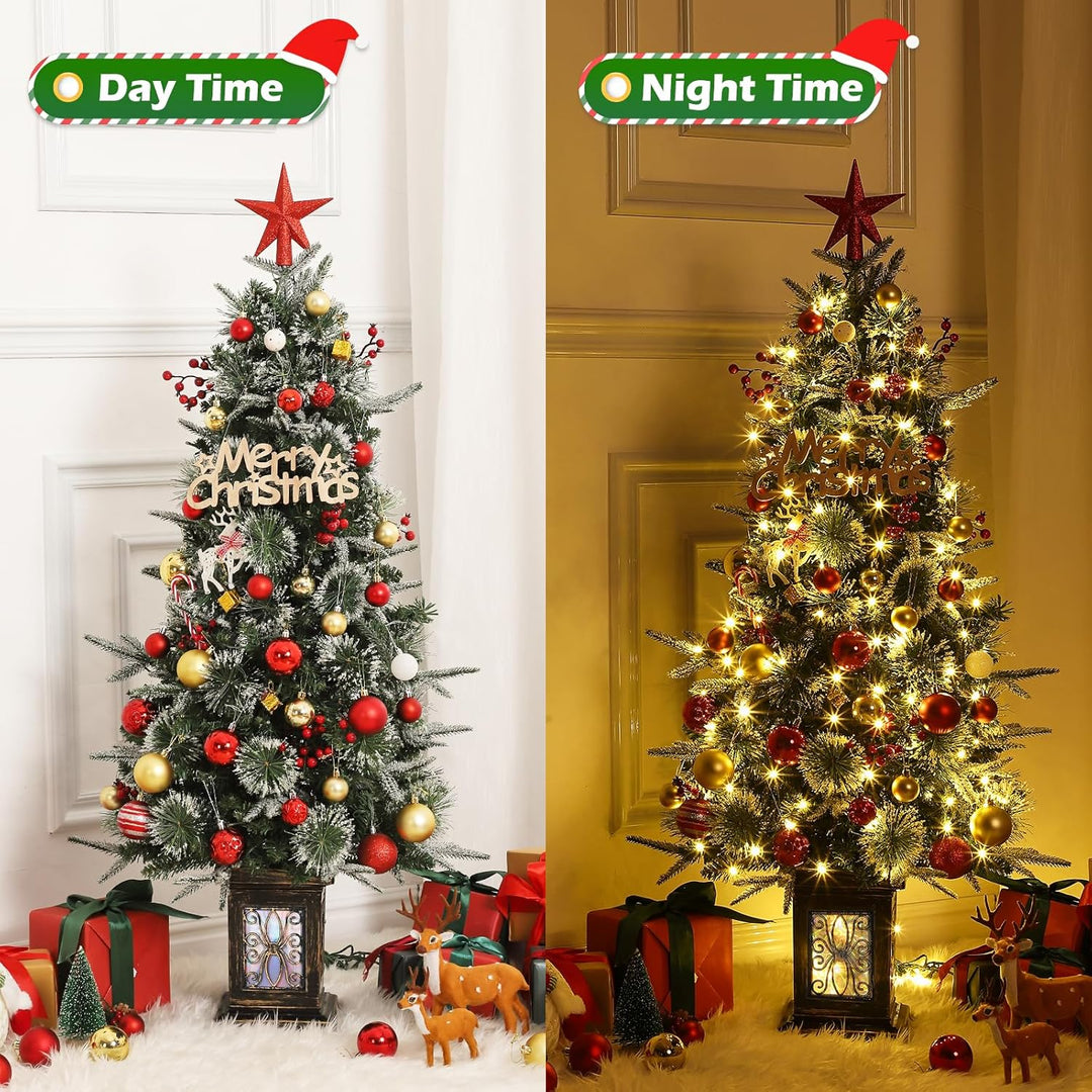 125cm Weihnachtsbaum Künstlich mit Beleuchtung, 4ft Künstlicher Weihnachten Baum mit 150 Warmweissen