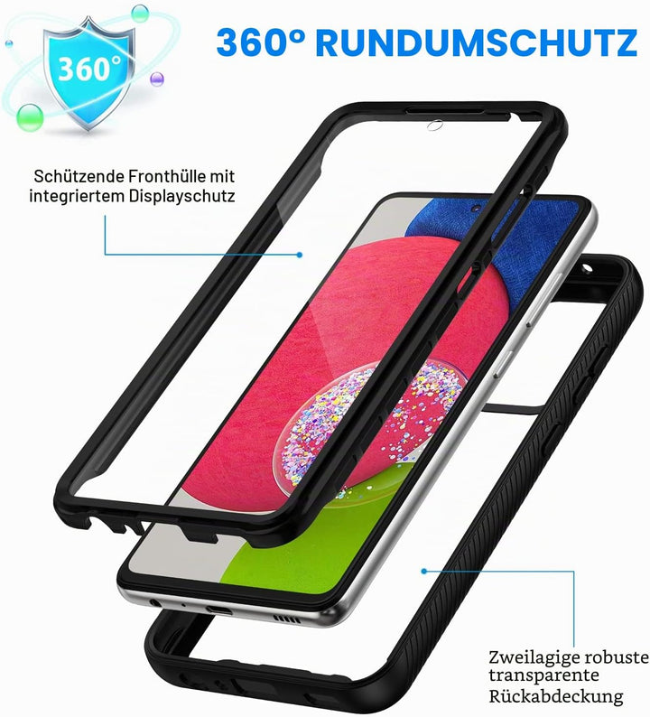 CENHUFO Hülle für Samsung Galaxy A52 5G/4G / A52s 5G, 360 Grad Schutzhülle mit Eingebautem Displaysc