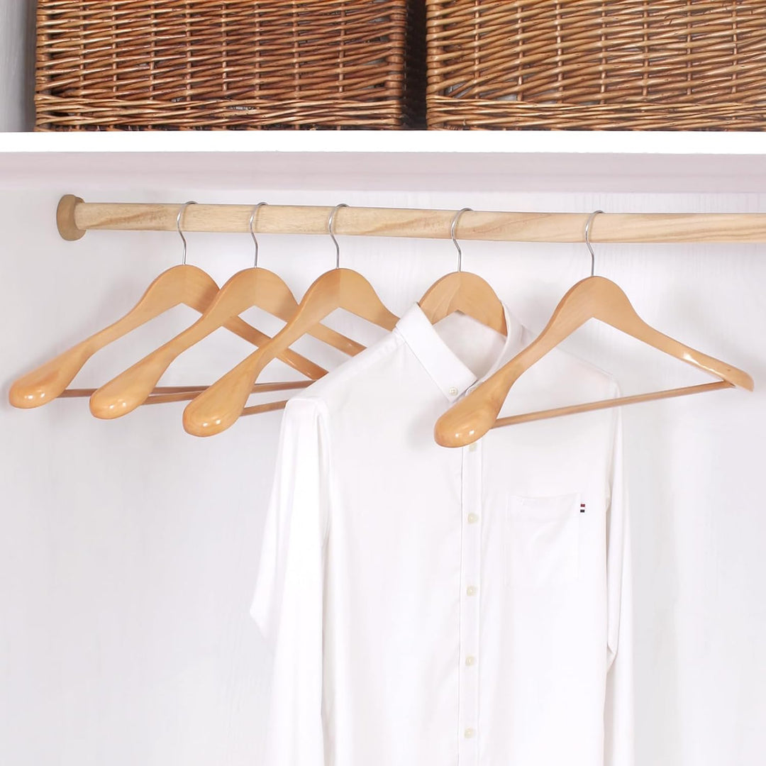 Hangerman Kleiderbügel aus natürlichem Holz, 10 Stück, Kleiderbügel aus Holz, für Jacken, Oberbeklei