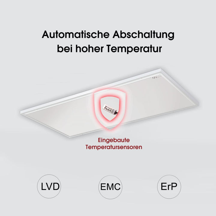 EVOKOR Infrarotheizung Deckenmontage 860W, Infrarotheizung Heizplatte Heizkörper Heizpaneel, Infraro