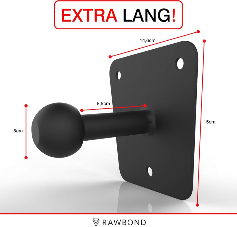 RAWBOND® Wandhalter für Fahrradträger | Inkl. Schrauben, U-Scheibe & Dübelsatz | Extra Lange Wandhal
