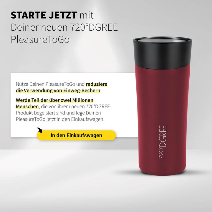 720°DGREE Thermobecher 350ml “PleasureToGo 2.0” - 3 Grössen, 5h Heiss, 10h Kalt, Auslaufsicher, BPA-