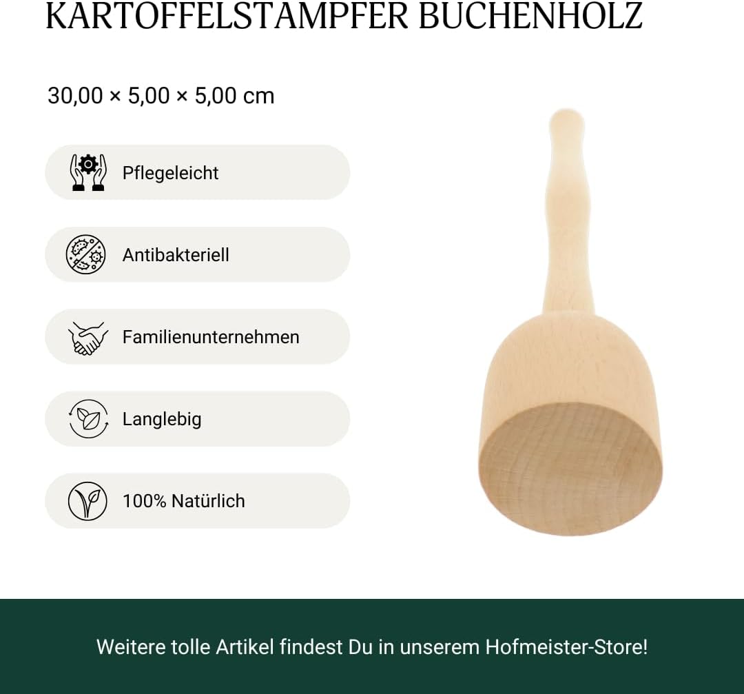 HOFMEISTER® Kartoffel-Stampfer, 30 cm, für Kartoffeln, Gemüse, Obst & Sauerkraut, hitzebeständig, an