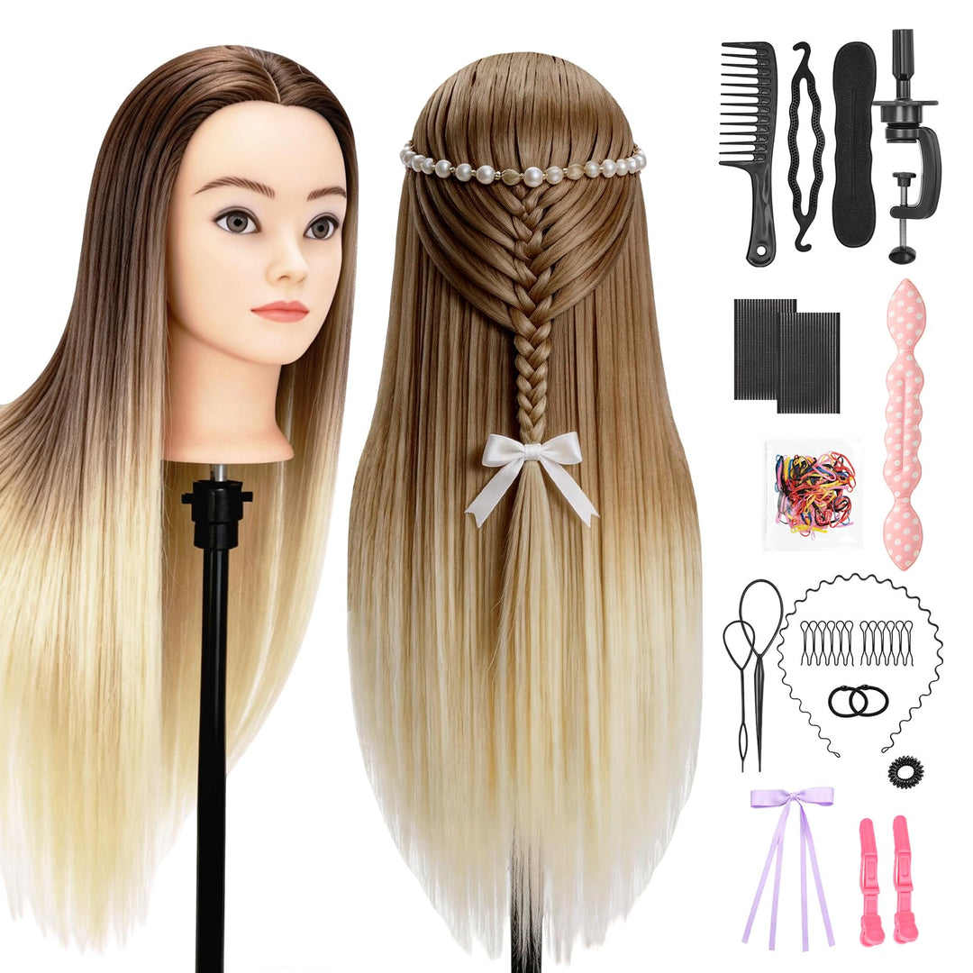 28–29 Zoll Mannequin Kopf 100% Kunsthaar,Frisierkopf für Übungskopf Friseur,Frisier Puppe Haare Flec