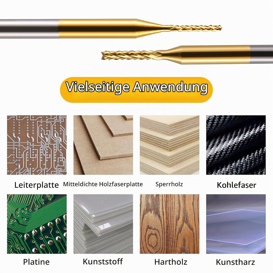 10 Stücke Hartmetall Schaftfräser, 1/8 Schaft Titan Coat CNC Fräser Stückchen Fräser Schnitzsatz, St