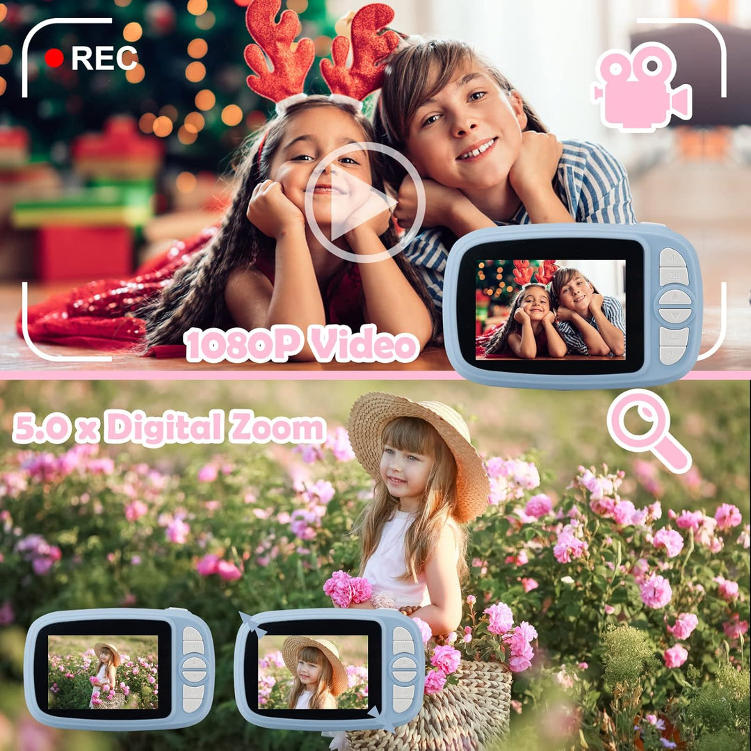 Sofortbildkamera Kinder,Digitalkamera kinderkamera fotoapparat Kamera Geschenke für 3-12 Jahre Junge