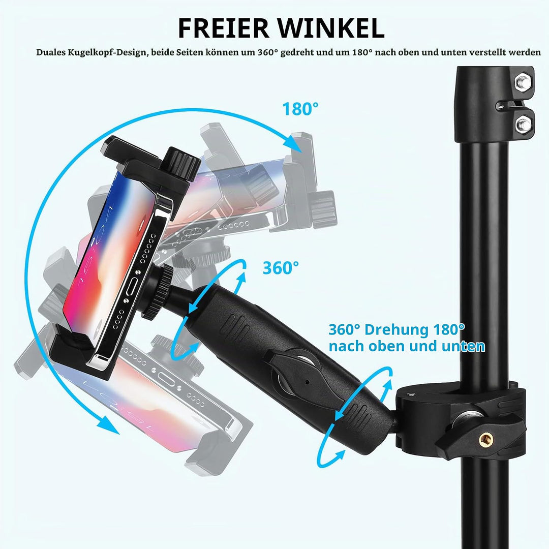 Peastrex Musik Boom Mikrofonständer Telefonhalterung mit langem Arm und Superklemme 360° Drehung für
