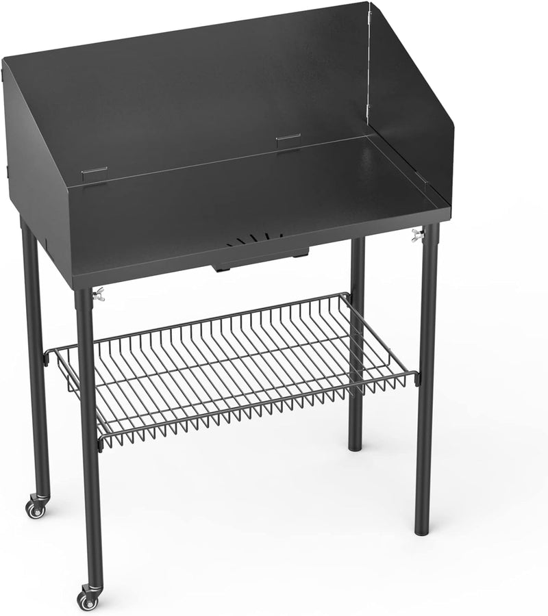 Onlyfire Dutch Oven Tisch 76 * 41cm, Outdoor Grillwagen Grilltisch mit Windschutz, Abstellfläche für