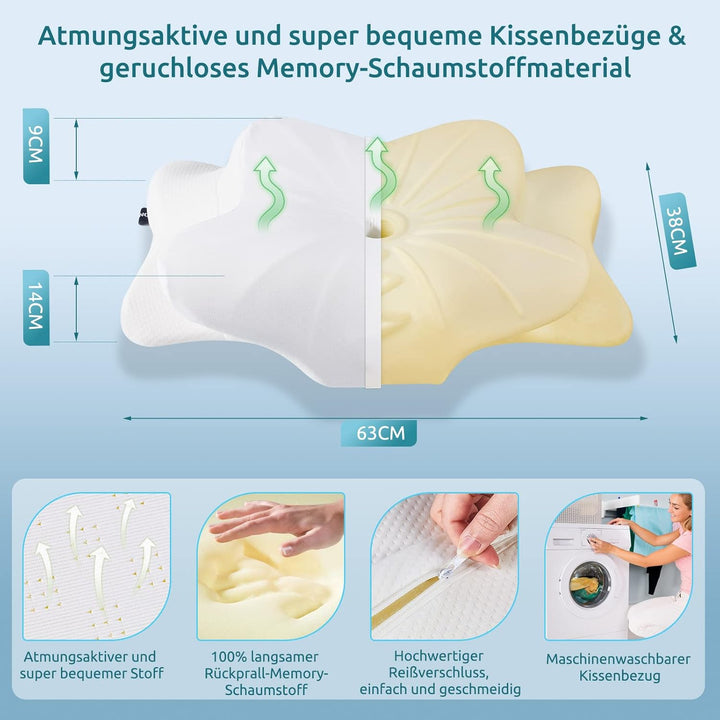 DONAMA Memory Foam Kissen ergonomisches Nackenkissen Kopfkissen Seitenschläferkissen für Seiten, Rüc