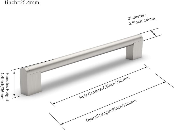 FURNIWARE 10 Stück Möbelgriffe, 192mm Bohrlochabstand Edelstahl Möbelgriffe Schrankgriffe Küche Kabi