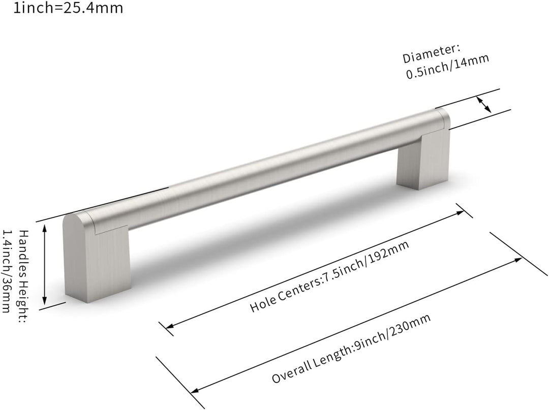 FURNIWARE 10 Stück Möbelgriffe, 192mm Bohrlochabstand Edelstahl Möbelgriffe Schrankgriffe Küche Kabi