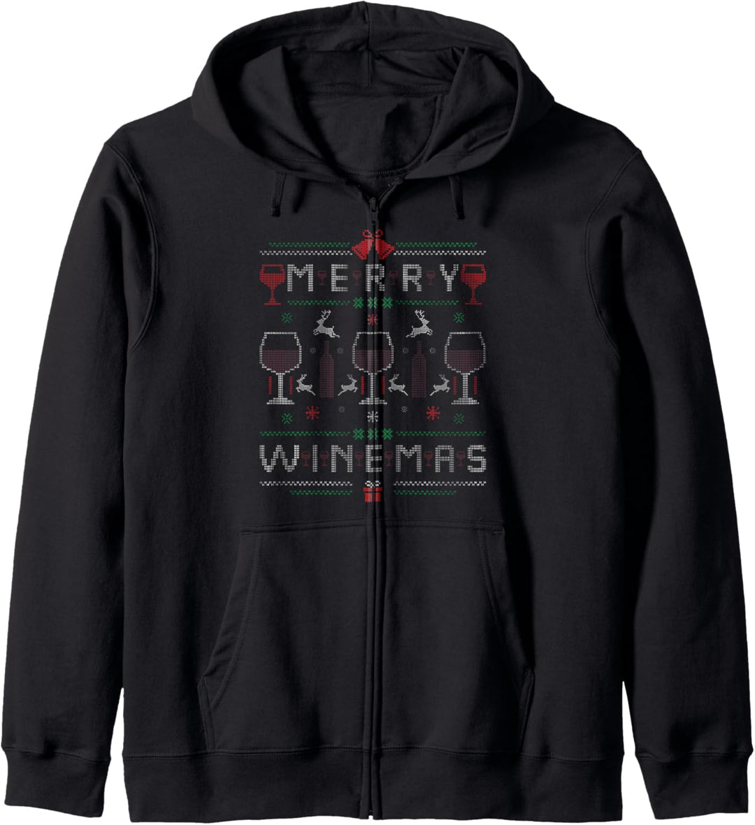 Merry Winemas Rotwein Ugly Christmas Sweater Wein-Trinker Kapuzenjacke