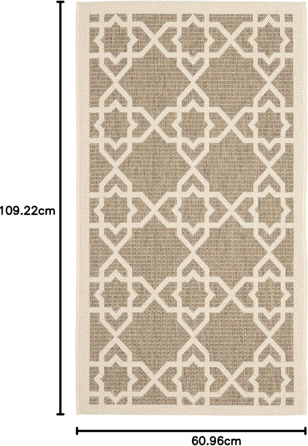 SAFAVIEH Zeitgenössische Teppich für Drinnen &amp; Draussen - Courtyard Collection, Kurzer Flor, Braun u