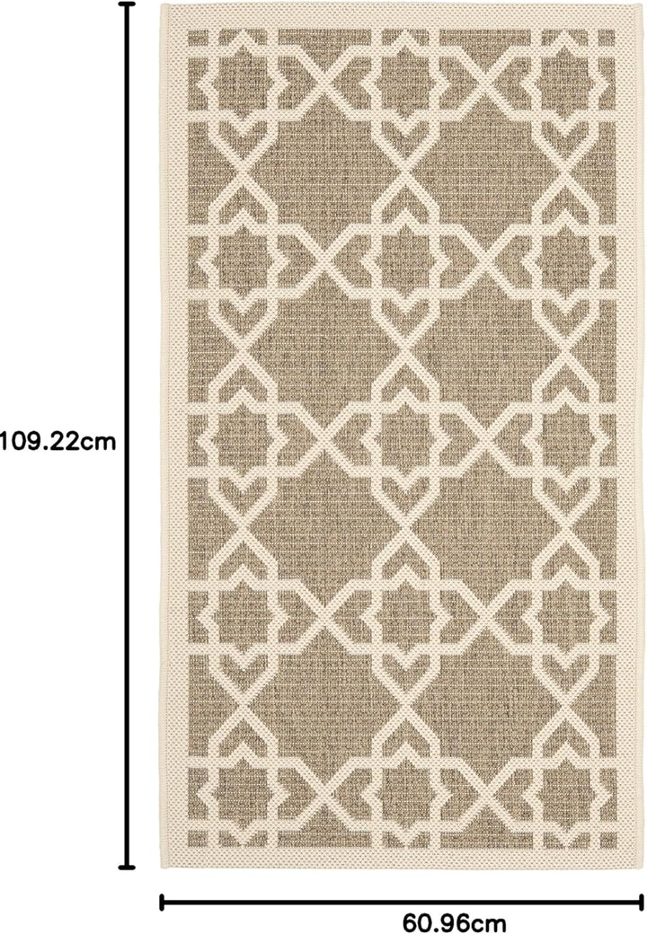 SAFAVIEH Zeitgenössische Teppich für Drinnen & Draussen - Courtyard Collection, Kurzer Flor, Braun u