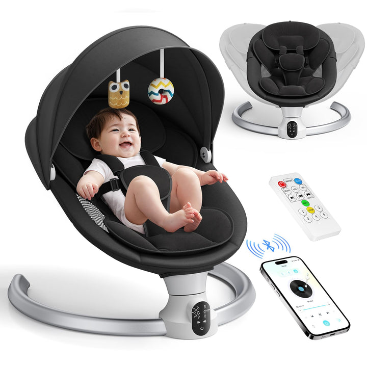 Elektrische Babywippe für Kleinkinder,Elektrische Babyschaukel mit 5 Punkt Sicherheitsgurt 5 Schauke