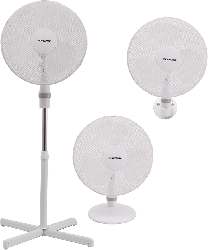 Syntrox Germany VT-44W-W 3 in 1 Ventilator Standventilator + Wandventilator + Tischventilator mit Os