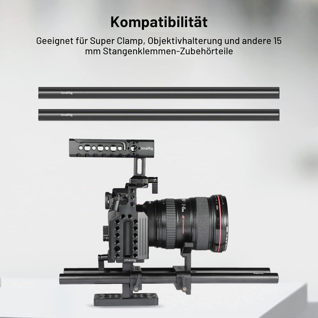 SmallRig 15mm Rod Pack, 15mm Rohr mit M12 Gewinde Stangenkappenverbindern, Aluminiumlegierungs Stang