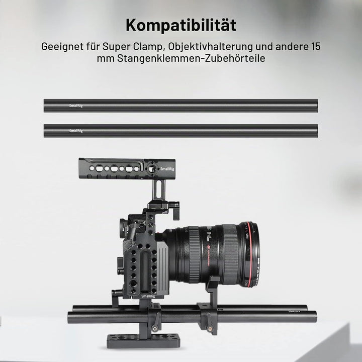 SmallRig 15mm Rod Pack, 15mm Rohr mit M12 Gewinde Stangenkappenverbindern, Aluminiumlegierungs Stang