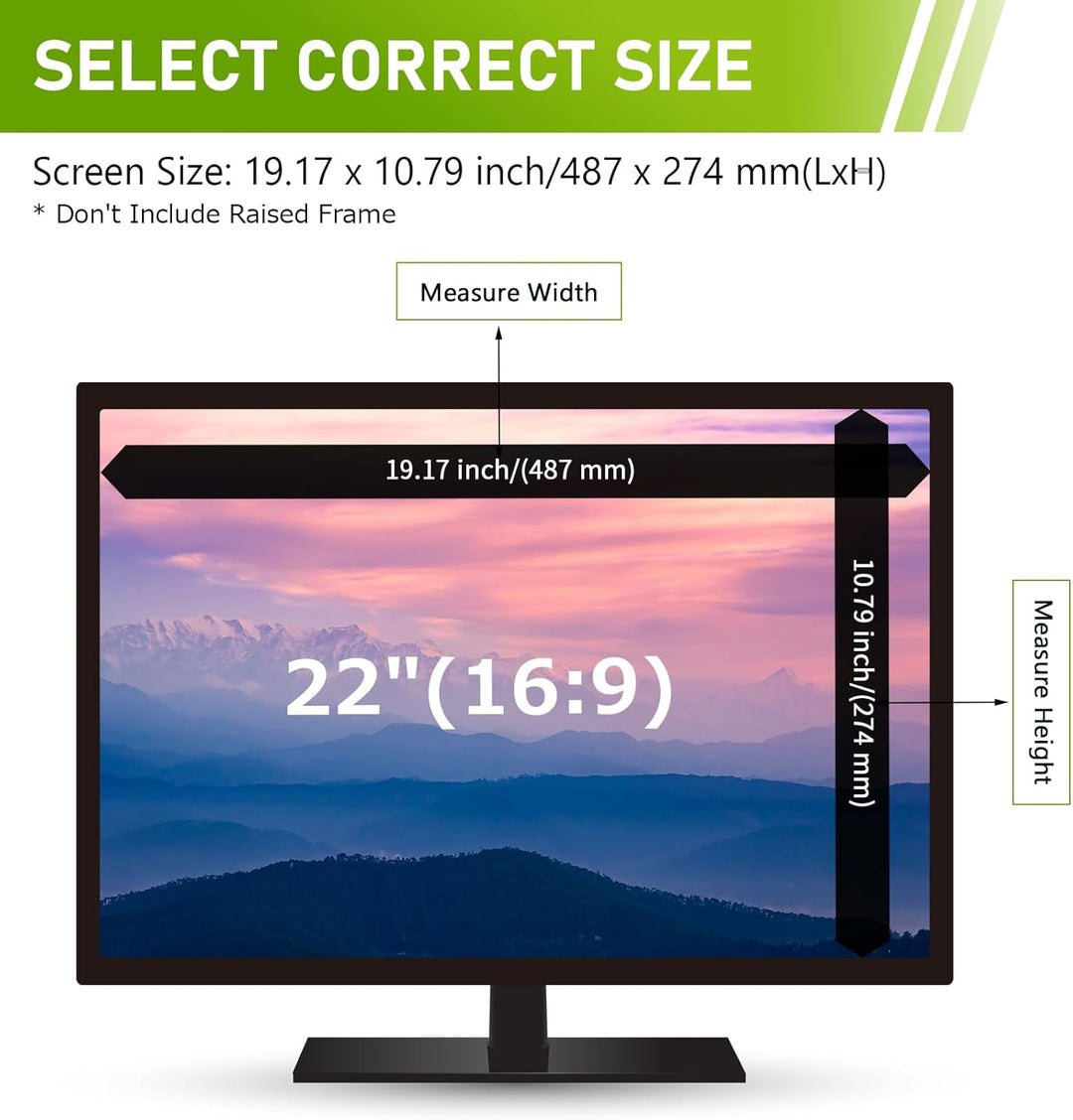 LAMA Blickschutzfilter für 22 Zoll Monitor, Blickschutzfolie Blickschutzfilter Computer Monitor Univ