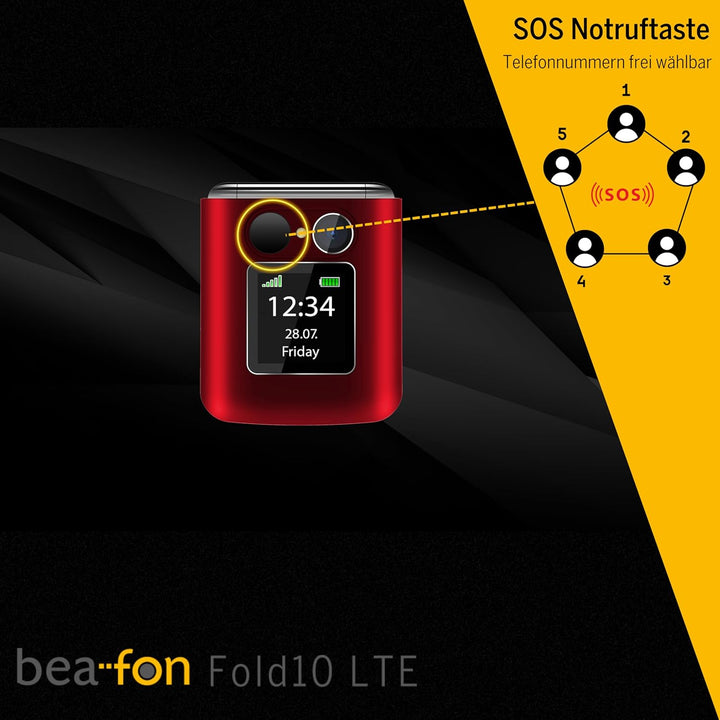 Beafon, Fold10 LTE, Klapphandy, SOS Notruftaste, XL Farbinnendisplay2,2 (5,58cm), XL Farbaussendispa