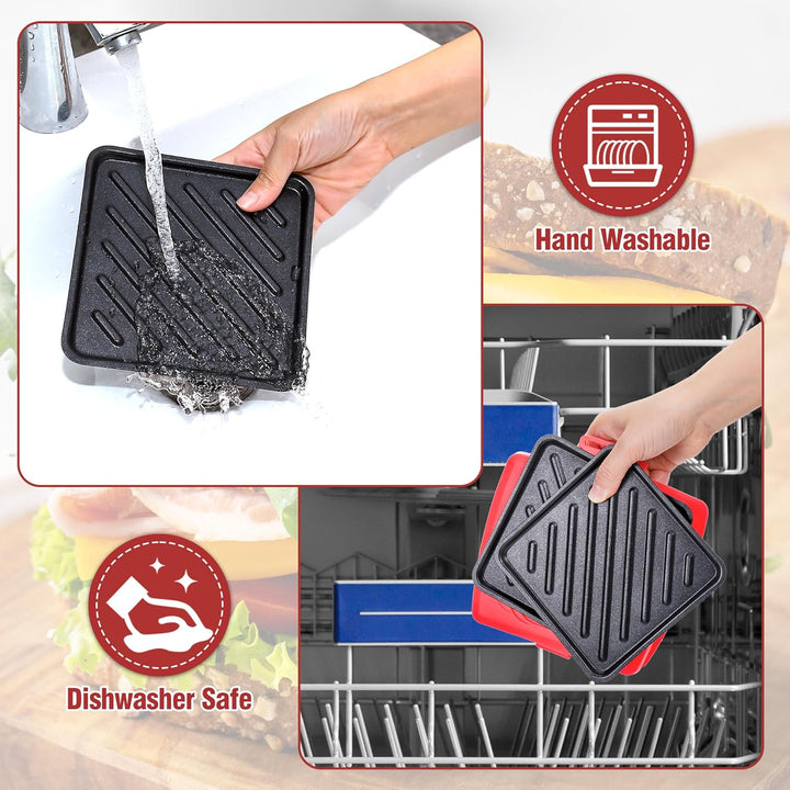 Sandwichmaker Mikrowellen, Sandwichtoaster 16 x 16 cm, Kontaktgrill Abnehmbare Platten und Silikonsc