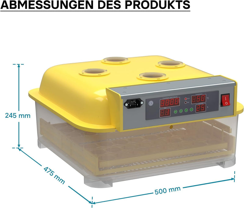 Automatische Brutmaschine 48 Eier Brutapparat Flächenbrüter Inkubator 4 Sichtfenster