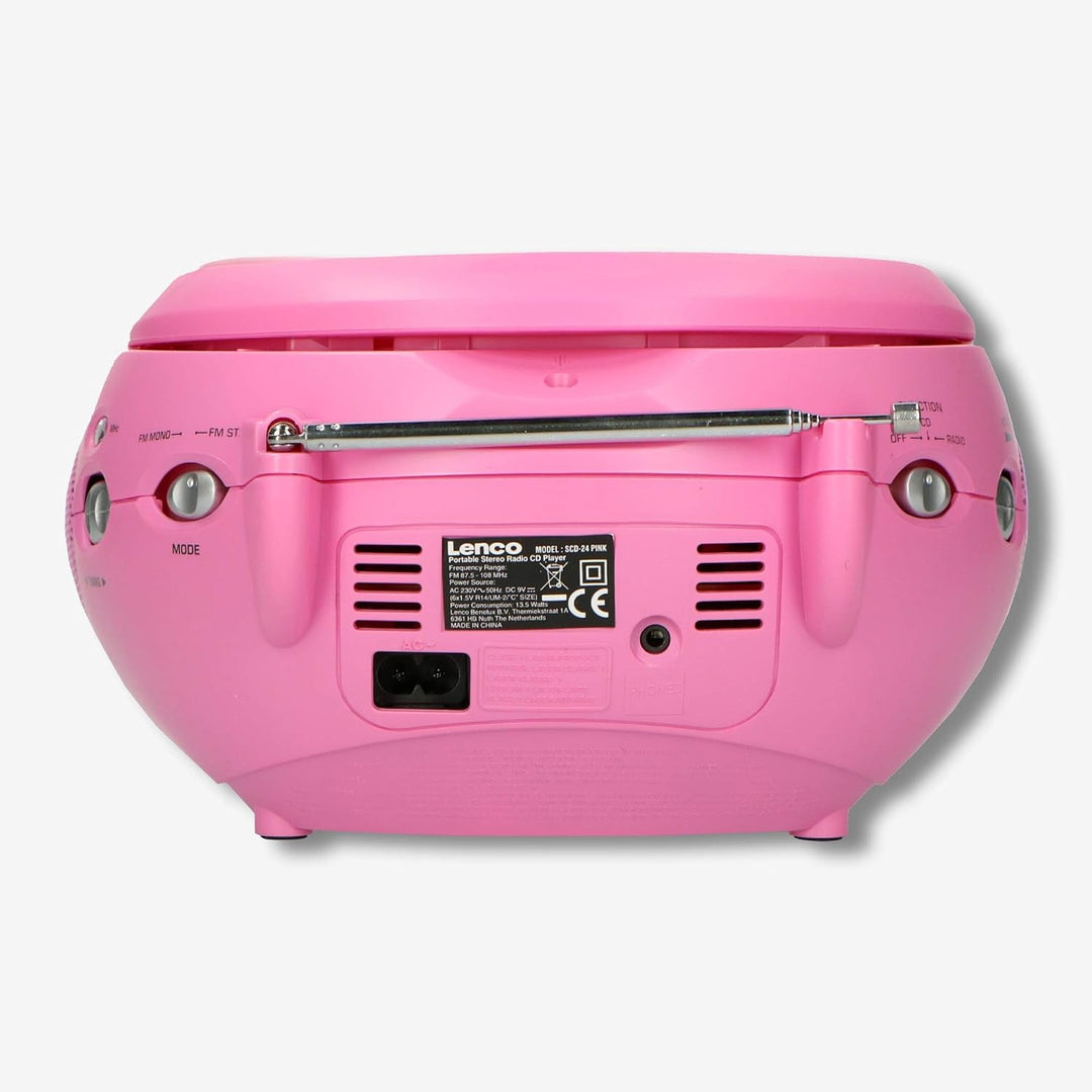 Lenco SCD-24 Stereo UKW-Radio mit CD-Player und Teleskopantenne rosa ohne Bluetooth pink, ohne Bluet