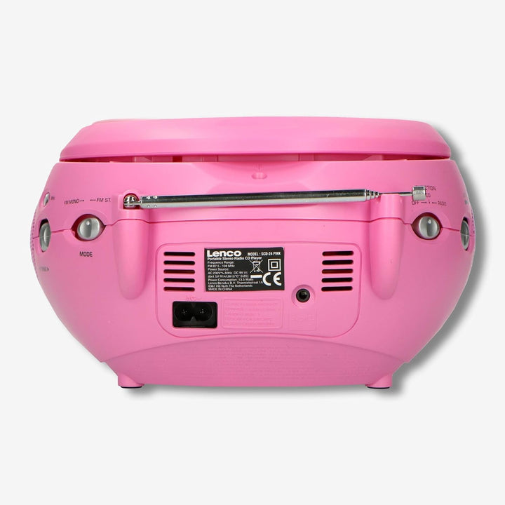Lenco SCD-24 Stereo UKW-Radio mit CD-Player und Teleskopantenne rosa ohne Bluetooth pink, ohne Bluet