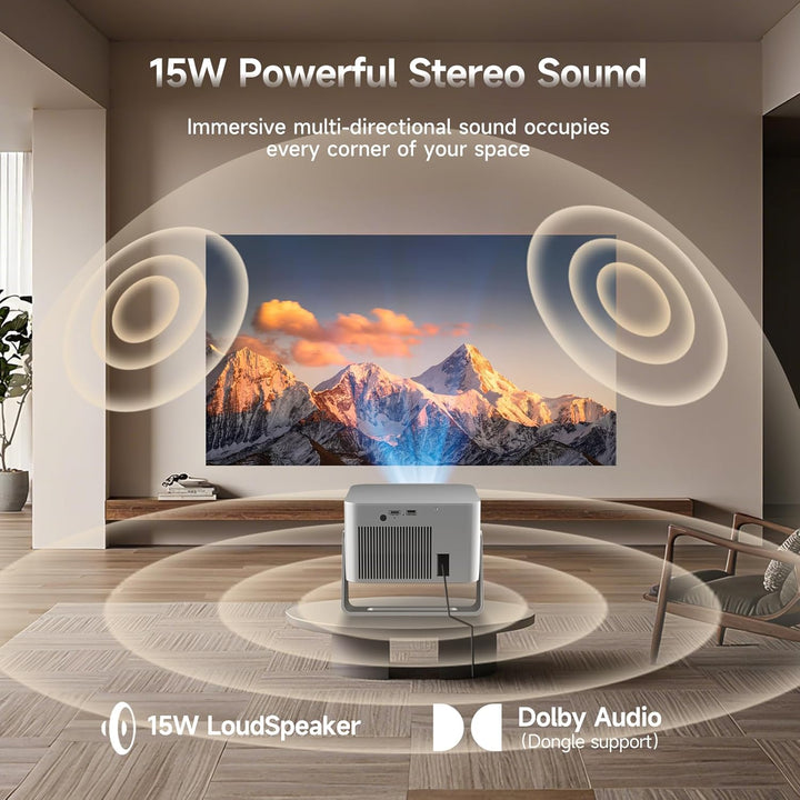 Magcubic Beamer 4K mit【Google TV】 Native1080P Mini Beamer mit WiFi 5, Bluetooth 5.1,15W-Lautsprecher