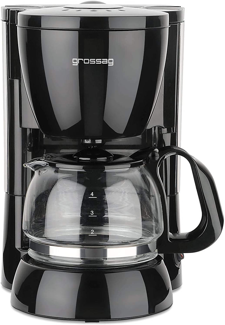 grossag Filter-Kaffeeautomat mit Glaskanne KA 12.17 | 0,6 Liter für 4 Tassen Kaffee | 600 Watt | Sch