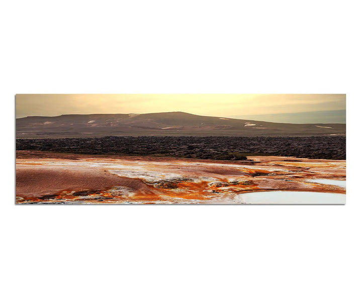 Paul Sinus Art Panoramabild auf Leinwand und Keilrahmen 150x50cm Island Fumarolen Thermalquellen Ber