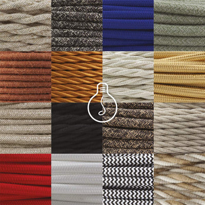Amarcords - Textilkabel für Lampen JUTE, rund, Jute, 10 Meter, mit Erdung 3x0,75 - Stoffkabel mit fa