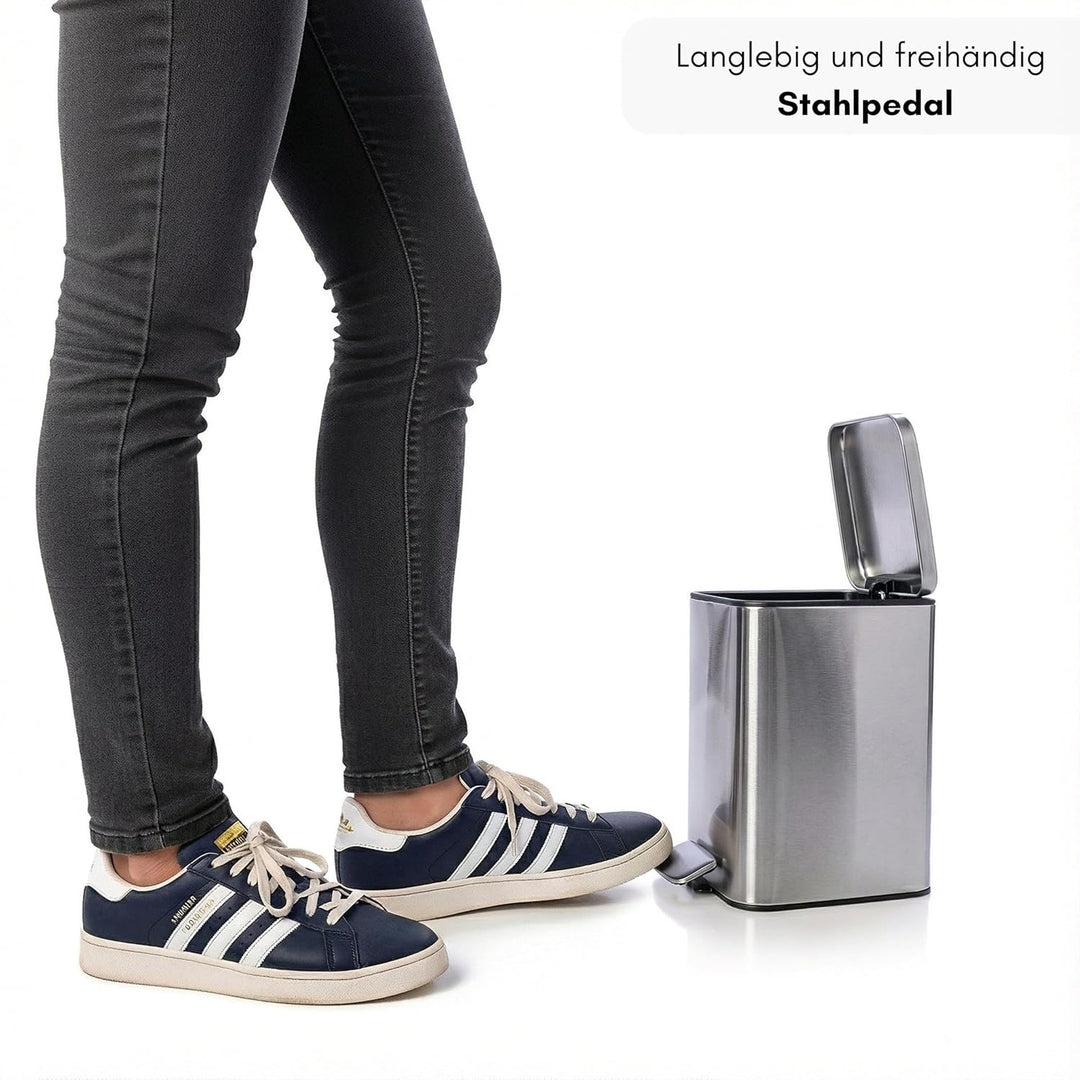 Erreke Badezimmer-Treteimer 3L, Silber, herausnehmbarer Inneneimer, Robust | Mülleimer Bad aus Edels
