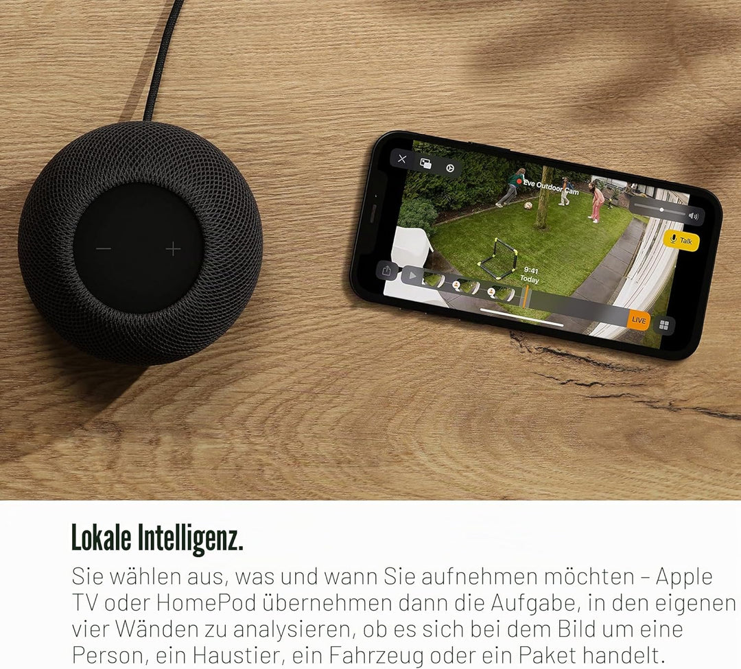 Eve Outdoor Cam – Smarte Aussenkamera mit Flutlicht, Sicherheit & Privatsphäre (HomeKit Secure Video
