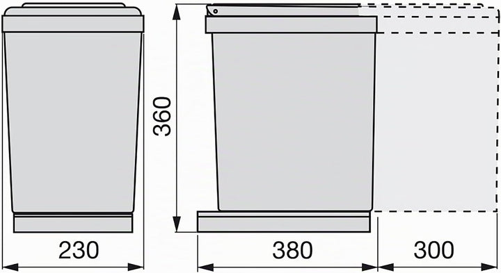 EMUCA 8906621 Abfalleimer mit Schieber, 16 l