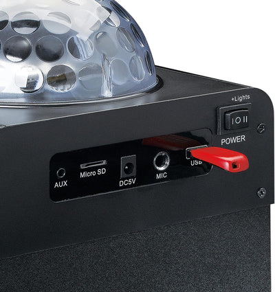 Lenco BTC-055 Karaoke Anlage - Bluetooth Lautsprecher - Lichteffekte - integrierter Akku - USB Einga