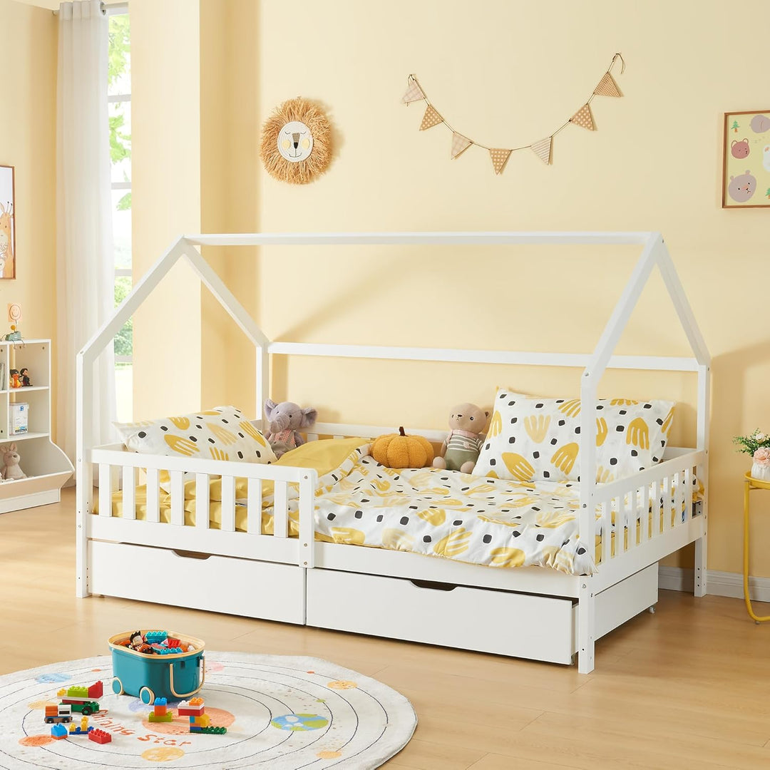[en.casa] Unterbettkommode Ydre 2er Set Unterbett Aufbewahrungsbox 97,5 x 92 x 22 cm Bettkasten Holz