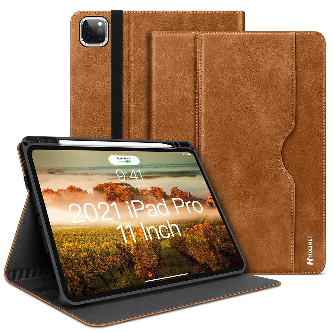 HOLIMET iPad Pro 11 Hülle 2021 4/3/2. Generation Hülle 2021/2020 mit Stifthalter, PU-Leder Schutzhül