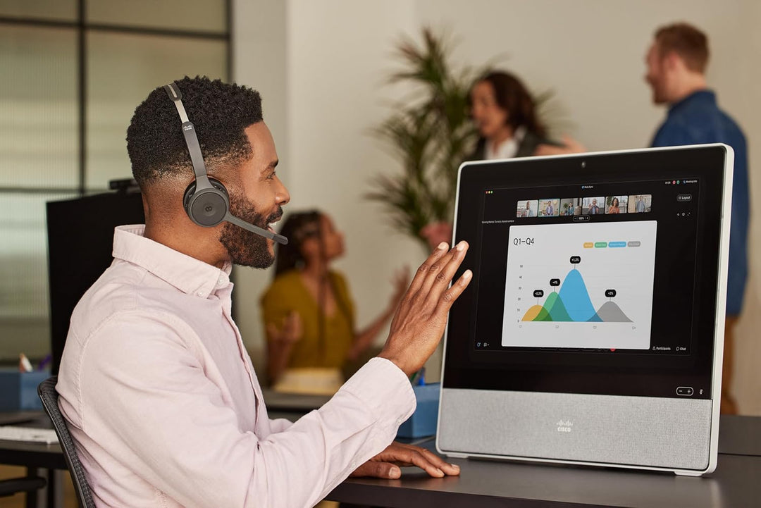Cisco Headset 722, Wireless-Dual-On-Ear-Bluetooth-Headset mit Webex Taste, USB-A-HD-Bluetooth-Adapte
