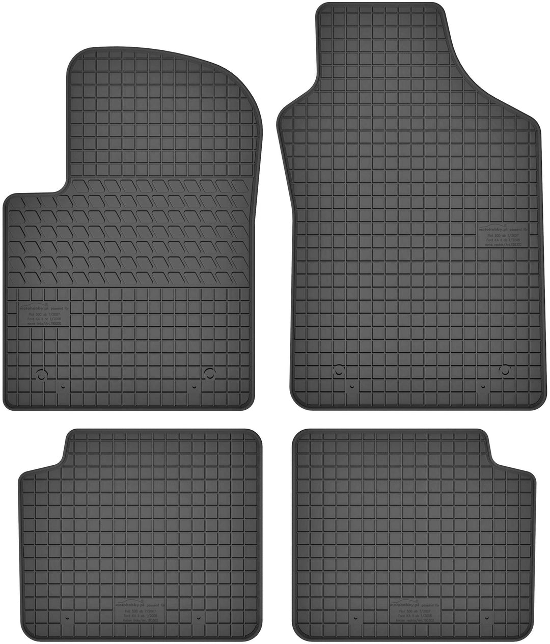 Gummimatten Gummi Fussmatten Satz für FIAT 500/595 / 695 (ab 2007) / Ford KA II (2008-2016)- Passgen