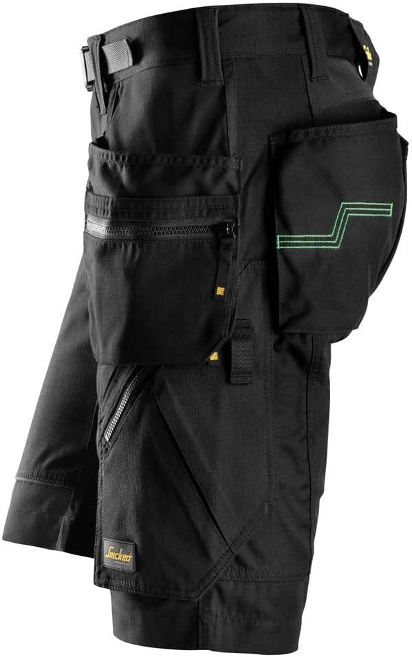 Snickers Workwear 6904 FlexiWork Arbeitsshorts mit Holstertaschen, 1 Stück, 44, schwarz, 69040404044
