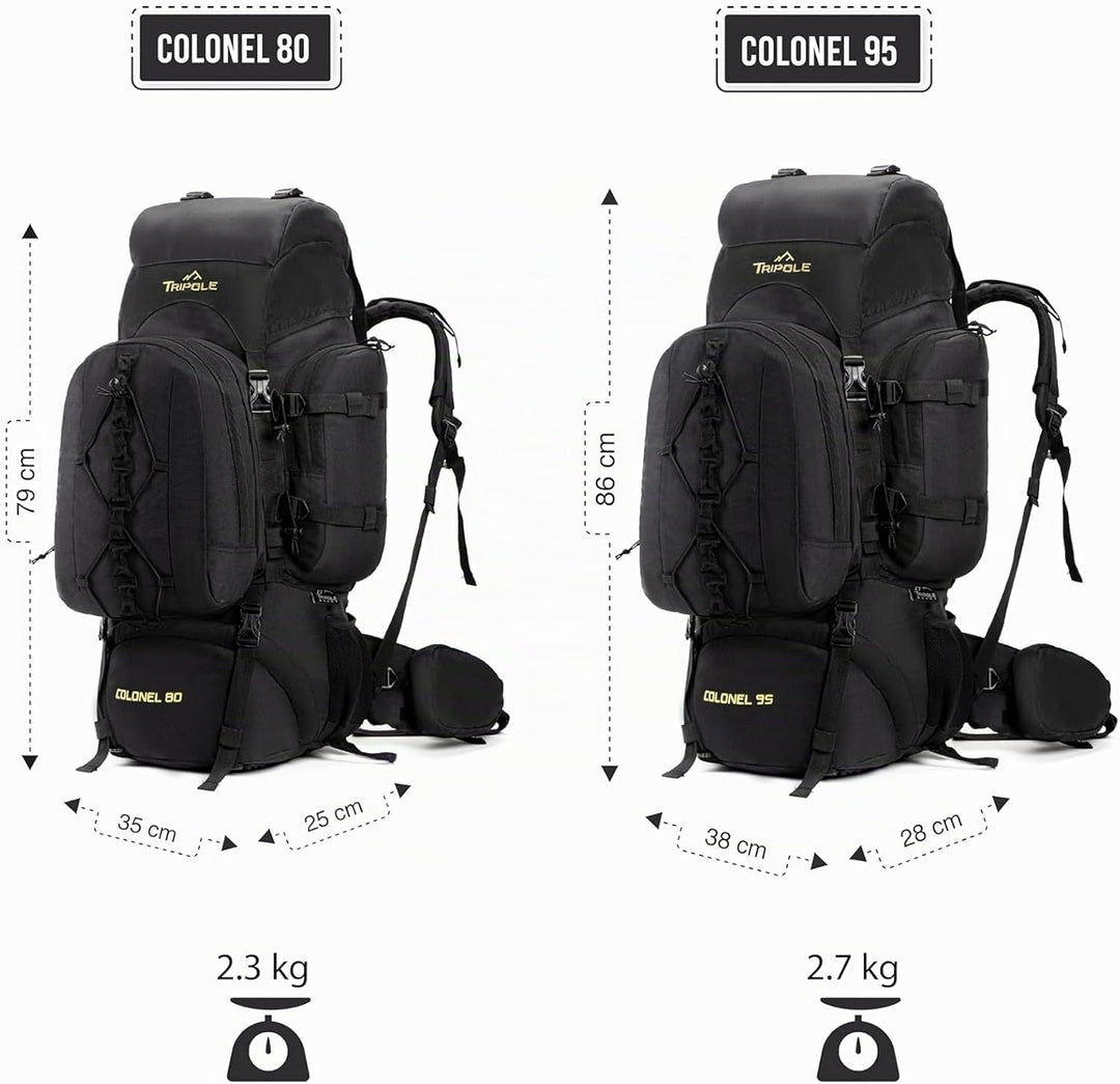 Tripole Rucksack Der Colonel-Serie Mit Innenrahmen - Mit Abnehmbarem Tagesrucksack Und Regenhülle 95