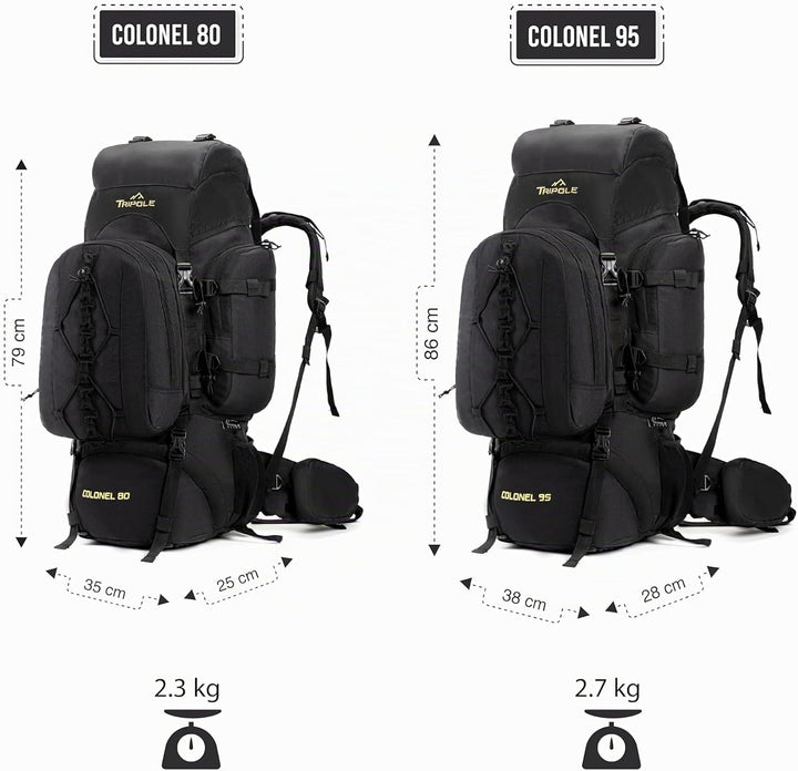 Tripole Rucksack Der Colonel-Serie Mit Innenrahmen - Mit Abnehmbarem Tagesrucksack Und Regenhülle 95